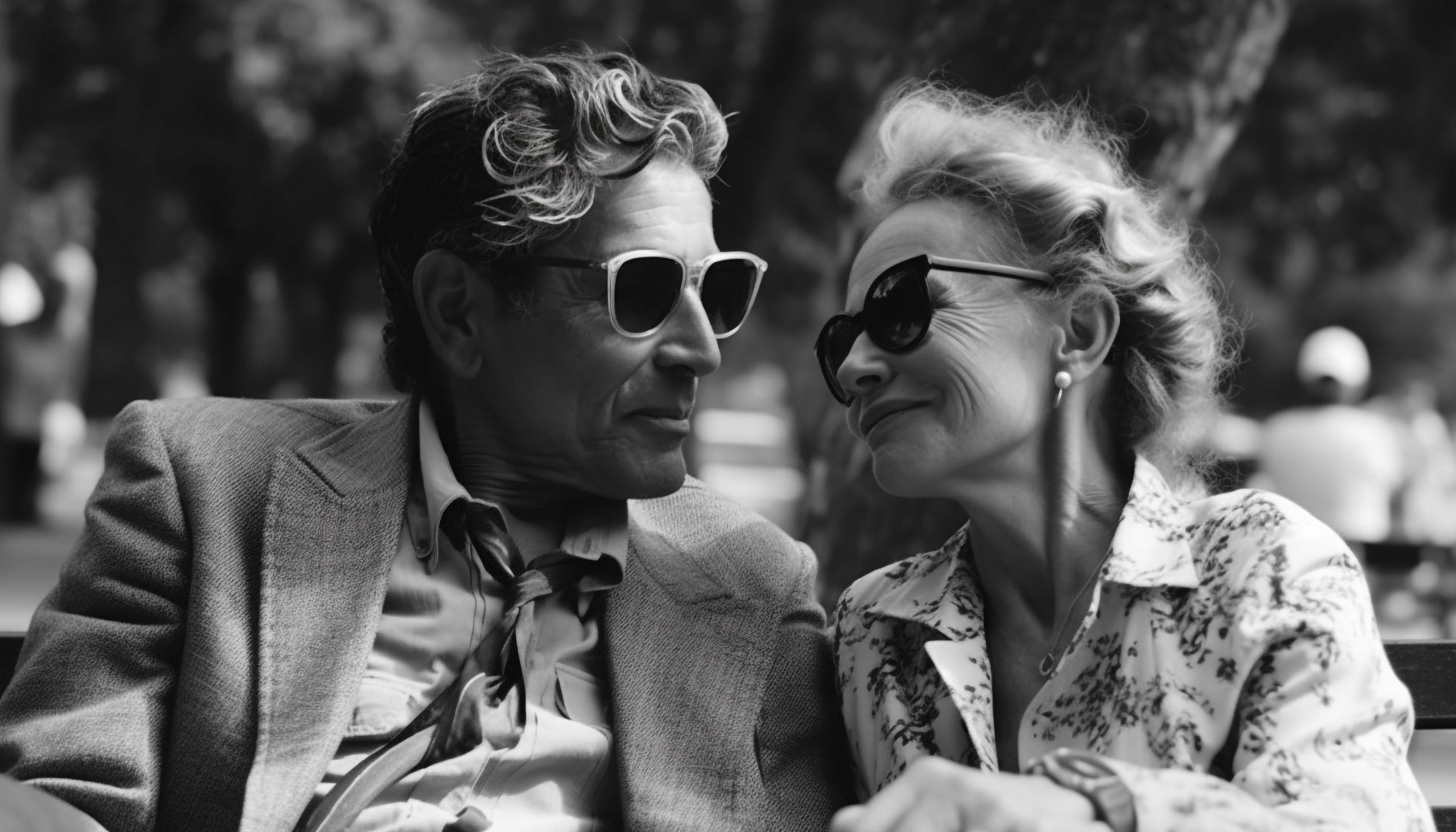 Séniors se regardant avec amour avec des lunettes